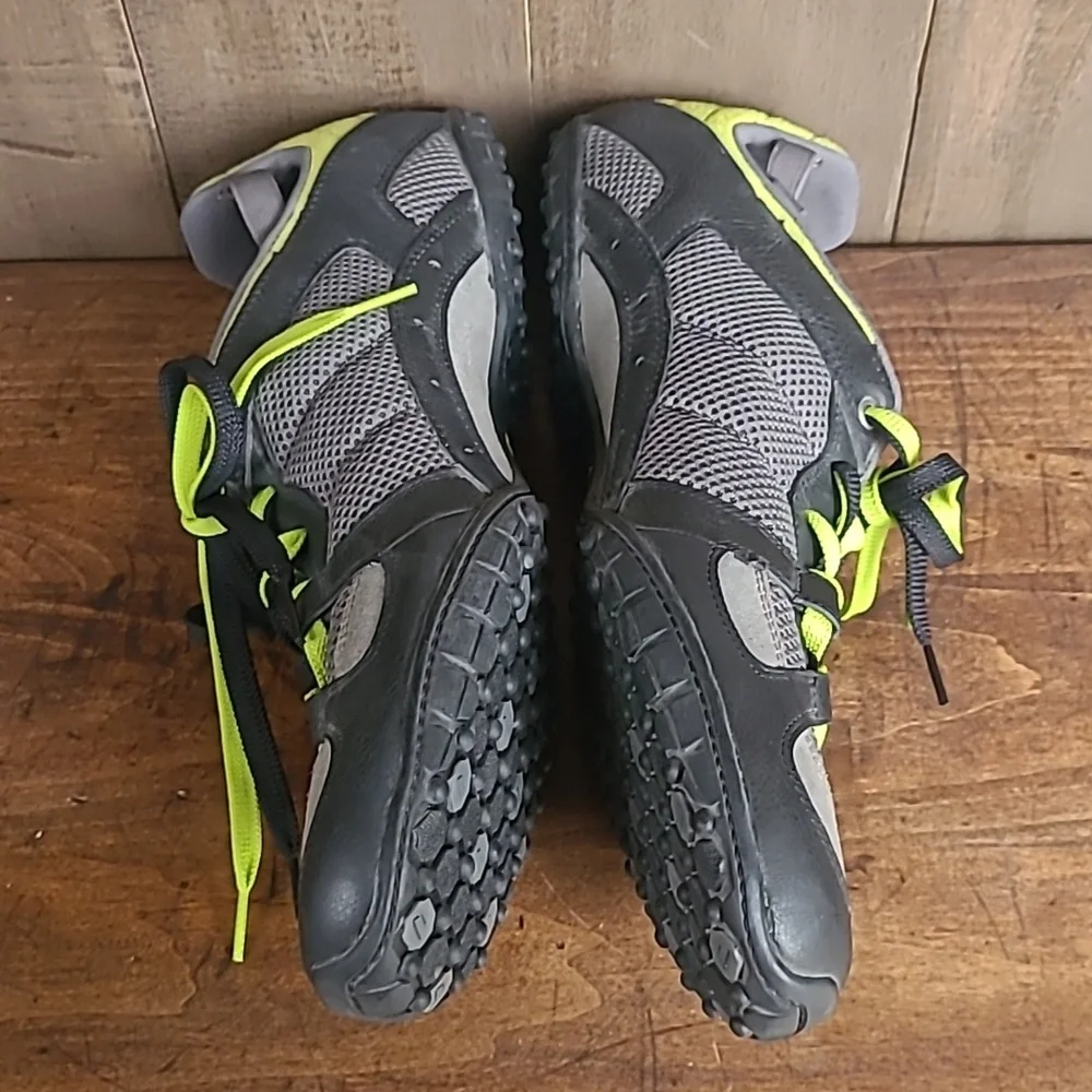Diesel Hunter Black/Grey Leather Neon Yellow Double Lace Up Sneaker Men's sz 16